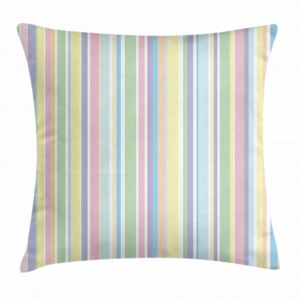 18x18 Striped Art and Designs Vertical Pink White Stripes Pattern Trendy Stylish Throw Pillow Multicolor 